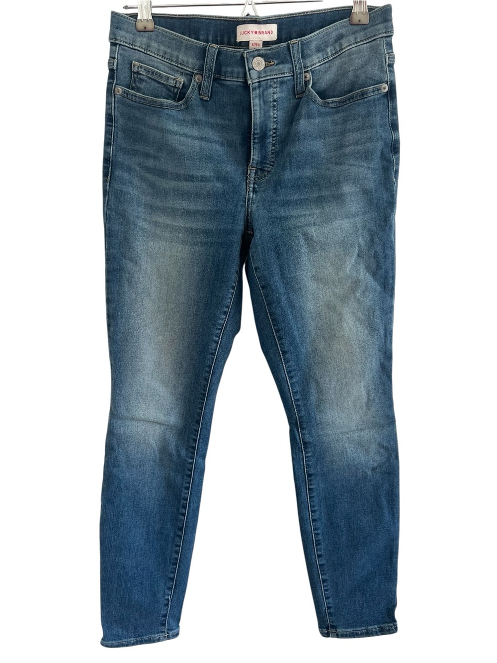 Lucky Brand Midrise Skinny Jeans in Mid Blue Wash